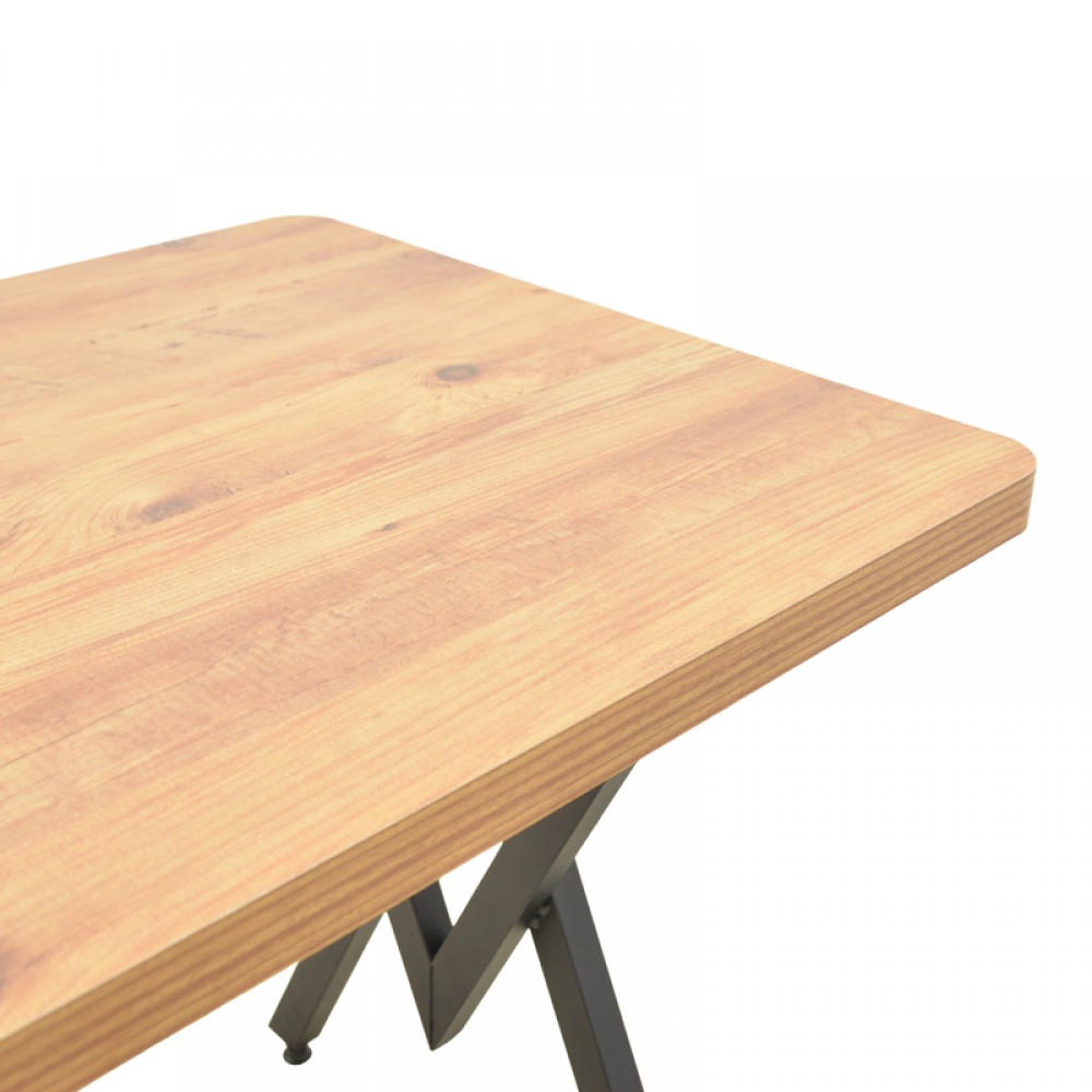 Τραπέζι Vertex Pakoworld Oak Με Μαύρα Μεταλλικά Πόδια 110X70X72Εκ