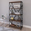 Βιβλιοθήκη Bimblem Pakoworld Καρυδί Με Μαύρο Μέταλλο 64X30X150Εκ