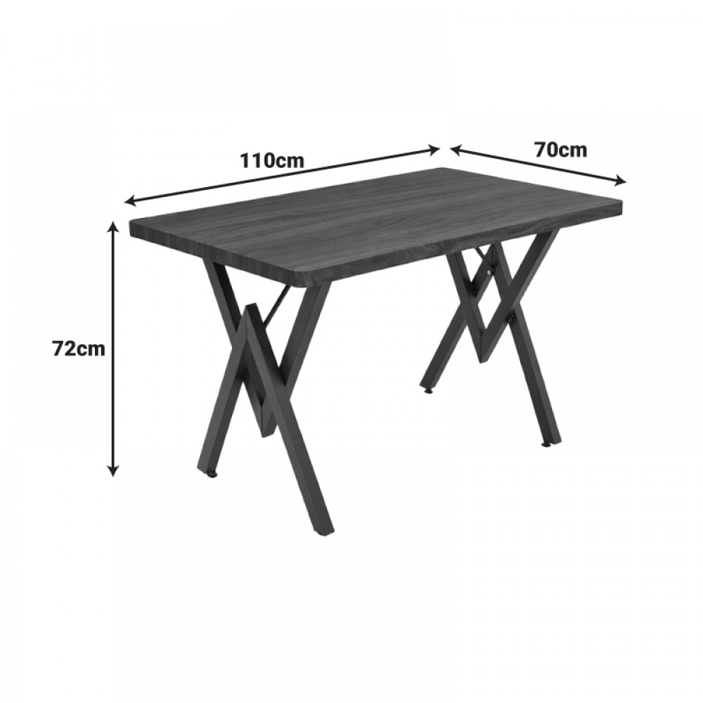 Τραπέζι Vertex Pakoworld Καρυδί Με Μαύρο Μέταλλο 110X70X72Εκ