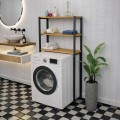 Ραφιέρα Μπάνιου Valerio Pakoworld Oak Με Μαύρο Μέταλο 73X22X150Εκ
