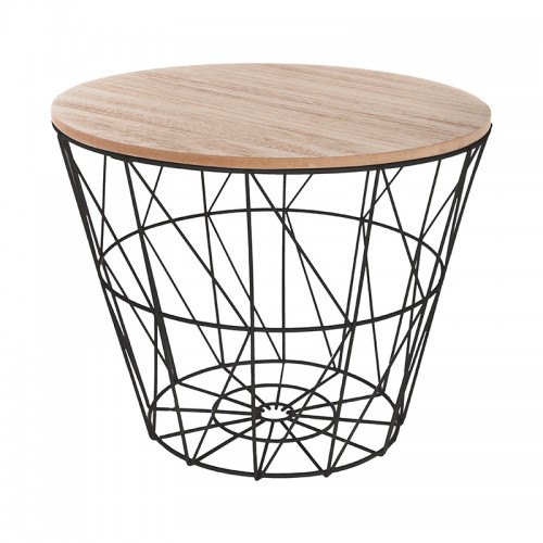 Βοηθητικό Τραπέζι Σαλονιού Jacot Pakoworld Oak-Μαύρο Φ38X30,5Εκ
