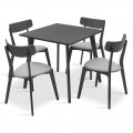 Tραπεζαρία Benson - Toto Pakoworld Σετ 5Τμχ Rustic Grey - Ύφασμα Grey 80X80X75Εκ