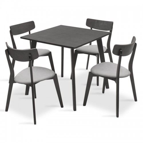 Tραπεζαρία Benson - Toto Pakoworld Σετ 5Τμχ Rustic Grey - Ύφασμα Grey 80X80X75Εκ