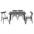 Tραπεζαρία Benson - Orlean Pakoworld Σετ 5Τμχ Rustic Grey-Ύφασμα Γκρι 120X75X75Εκ
