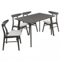 Tραπεζαρία Benson - Orlean Pakoworld Σετ 5Τμχ Rustic Grey-Ύφασμα Γκρι 120X75X75Εκ