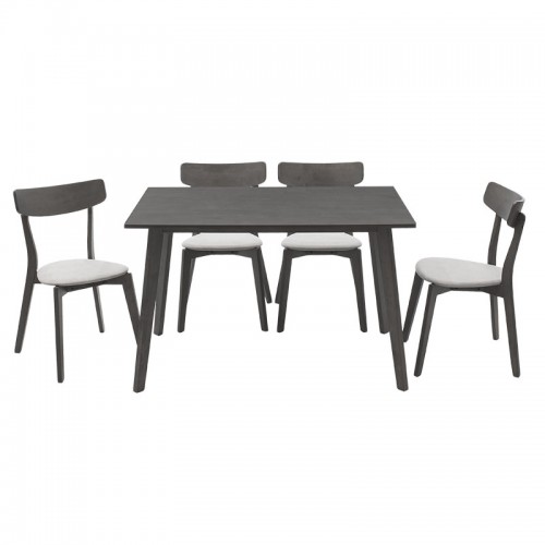 Tραπεζαρία Benson - Toto Pakoworld Σετ 5Τμχ Rustic Grey - Ύφασμα Γκρι 120X75X75Εκ