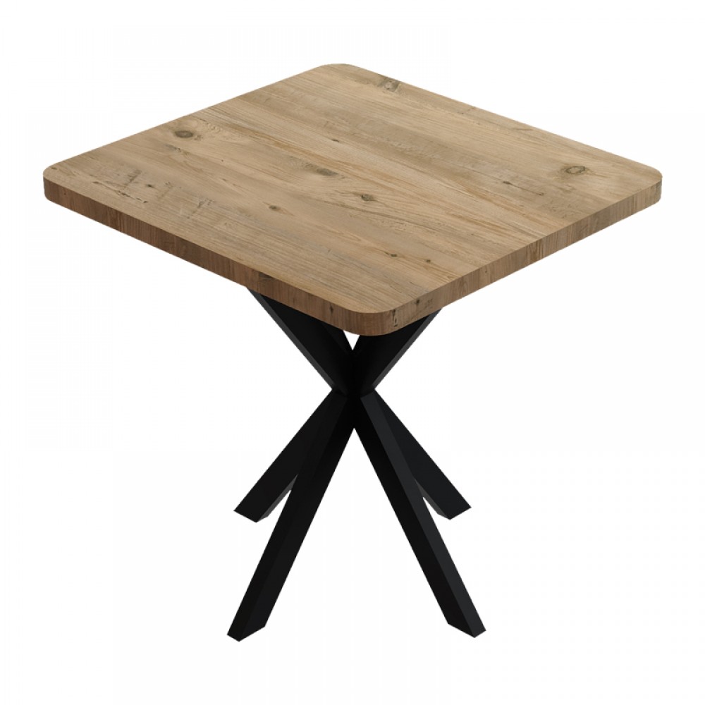 Τραπεζαρία Με Καρέκλες Julita Μαύρο Και Τραπέζι Prestone Oak 70X70X75Εκ Σετ 3Τεμ