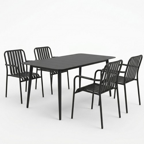 Τραπεζαρία Heven Vista Pakoworld Σετ 5Τεμ Μαύρο Αλουμίνιο 120X70X72Εκ
