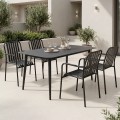 Τραπεζαρία Heven Vista Pakoworld Σετ 5Τεμ Μαύρο Αλουμίνιο 120X70X72Εκ