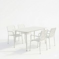 Τραπεζαρία Heven Vista Pakoworld Σετ 5Τεμ Λευκό Αλουμίνιο 150X80X72Εκ