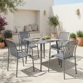 Τραπεζαρία Heven Vista Pakoworld Σετ 5Τεμ Ανθρακί Αλουμίνιο 80X80X72Εκ