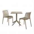 Τραπεζαρία Groovy Zoi Pakoworld Σετ 3Τεμ Cappuccino Pp 60X60X76Εκ