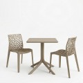 Τραπεζαρία Groovy Hush Pakoworld Σετ 3Τεμ Cappuccino Pp 60X60X76Εκ