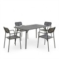 Τραπεζαρία Moraja Deraby Pakoworld Σετ 5Τεμ Μαύρο Μέταλλο 140X80X72Εκ