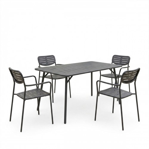 Τραπεζαρία Moraja Deraby Pakoworld Σετ 5Τεμ Μαύρο Μέταλλο 140X80X72Εκ