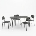 Τραπεζαρία Moraja Deraby Ι Pakoworld Σετ 5Τεμ Μαύρο Μέταλλο 140X80X72Εκ