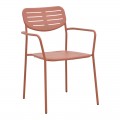 Τραπεζαρία Moraja Deraby Pakoworld Σετ 5Τεμ Terracotta Μέταλλο 140X80X72Εκ