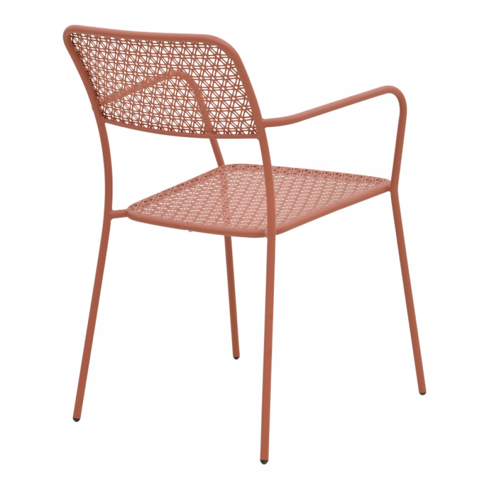 Τραπεζαρία Moraja Federal Pakoworld Σετ 5Τεμ Terracotta Μέταλλο 140X80X72Εκ