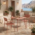 Τραπεζαρία Moraja Deraby Pakoworld Σετ 3Τεμ Terracotta Μέταλλο 70X70X73Εκ
