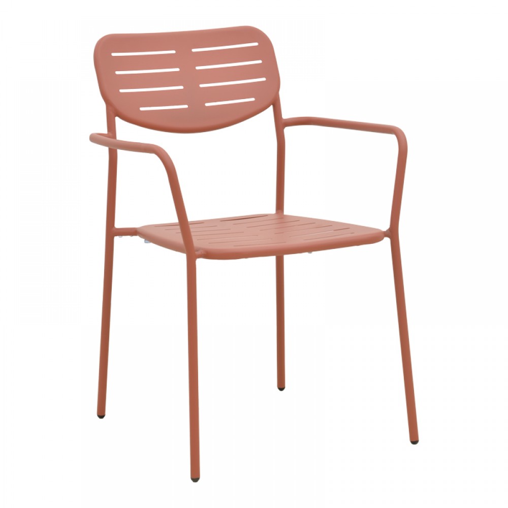 Τραπεζαρία Moraja Deraby Pakoworld Σετ 3Τεμ Terracotta Μέταλλο 70X70X73Εκ