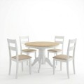 Τραπεζαρία Dallan Lars Pakoworld 5Τεμ Λευκό Rubberwood Φ100(+38)X100X75Εκ