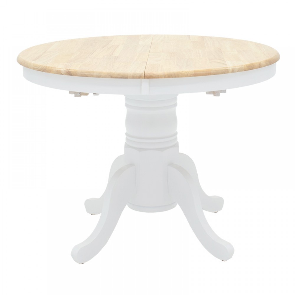 Τραπεζαρία Dallan Lars Pakoworld 5Τεμ Λευκό Rubberwood Φ100(+38)X100X75Εκ