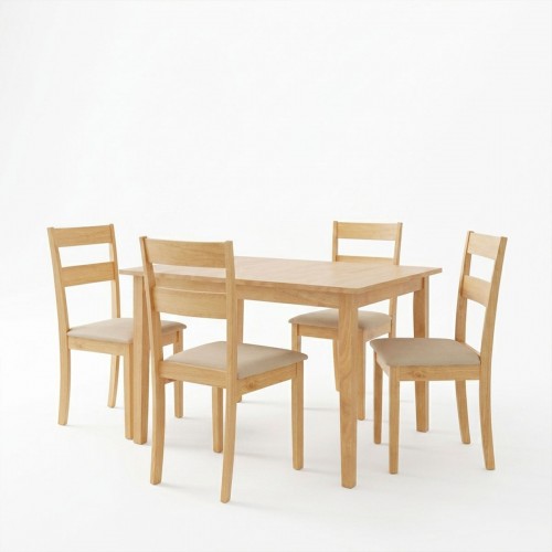 Τραπεζαρία Dallan Country Pakoworld 5Τεμ Σε Φυσική Απόχρωση Rubberwood 120-150X80X74Εκ