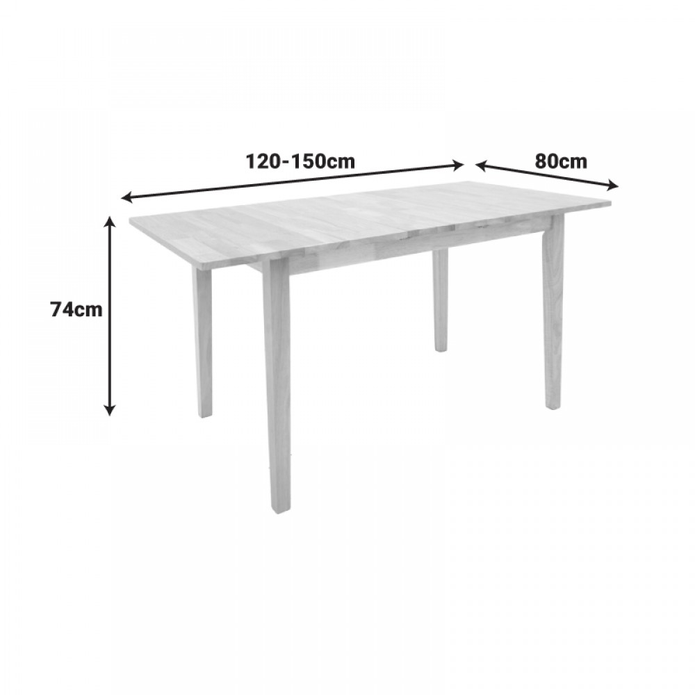 Τραπεζαρία Dallan Country Pakoworld 5Τεμ Σε Φυσική Απόχρωση Rubberwood 120-150X80X74Εκ