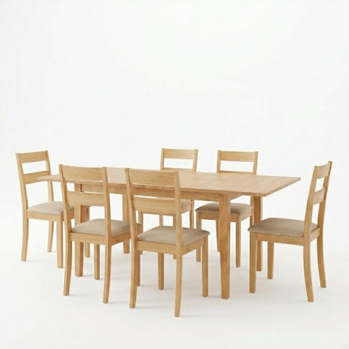 Τραπεζαρία Dallan Country Pakoworld 7Τεμ Σε Φυσική Απόχρωση Rubberwood 120-150X80X74Εκ