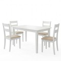 Τραπεζαρία Dallan Mabor Pakoworld 5Τεμ Λευκό Rubberwood 120-150X80X73,8Εκ