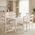 Τραπεζαρία Dallan Mabor Pakoworld 7Τεμ Λευκό Rubberwood 120-150X80X73,8Εκ