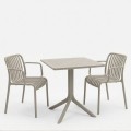 Τραπεζαρία Zoi Groovy Pakoworld Σετ 3Τεμ Cappuccino Pp 80X80X74Εκ