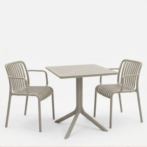 Τραπεζαρία Zoi Groovy Pakoworld Σετ 3Τεμ Cappuccino Pp 80X80X74Εκ