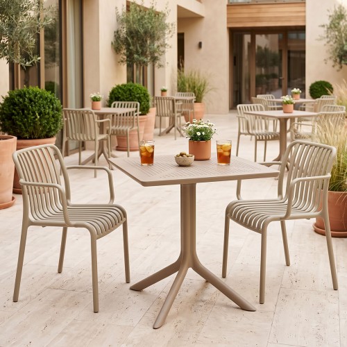 Τραπεζαρία Zoi Groovy Pakoworld Σετ 3Τεμ Cappuccino Pp 80X80X74Εκ