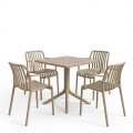 Τραπεζαρία Zoi Groovy Pakoworld Σετ 5Τεμ Cappuccino Pp 80X80X74Εκ