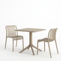 Τραπεζαρία Zoi Groovy Pakoworld Σετ 3Τεμ Cappuccino Pp 80X80X74Εκ