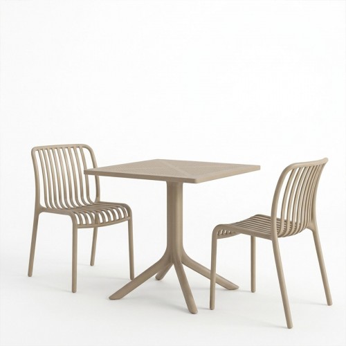 Τραπεζαρία Zoi Groovy Pakoworld Σετ 3Τεμ Cappuccino Pp 80X80X74Εκ