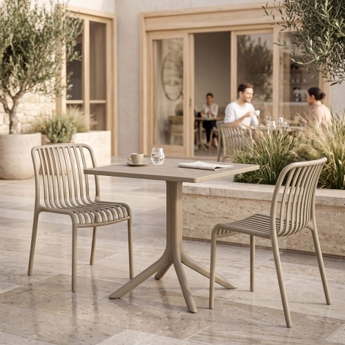 Τραπεζαρία Zoi Groovy Pakoworld Σετ 3Τεμ Cappuccino Pp 80X80X74Εκ
