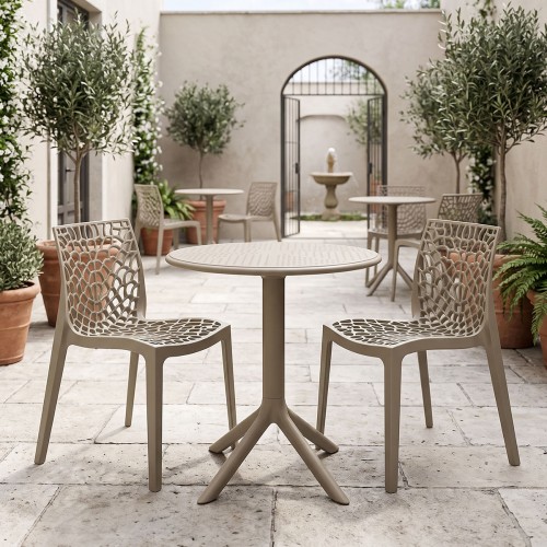 Τραπεζαρία Mercon Hush Pakoworld Σετ 3Τεμ Cappuccino Pp Φ60X75Εκ