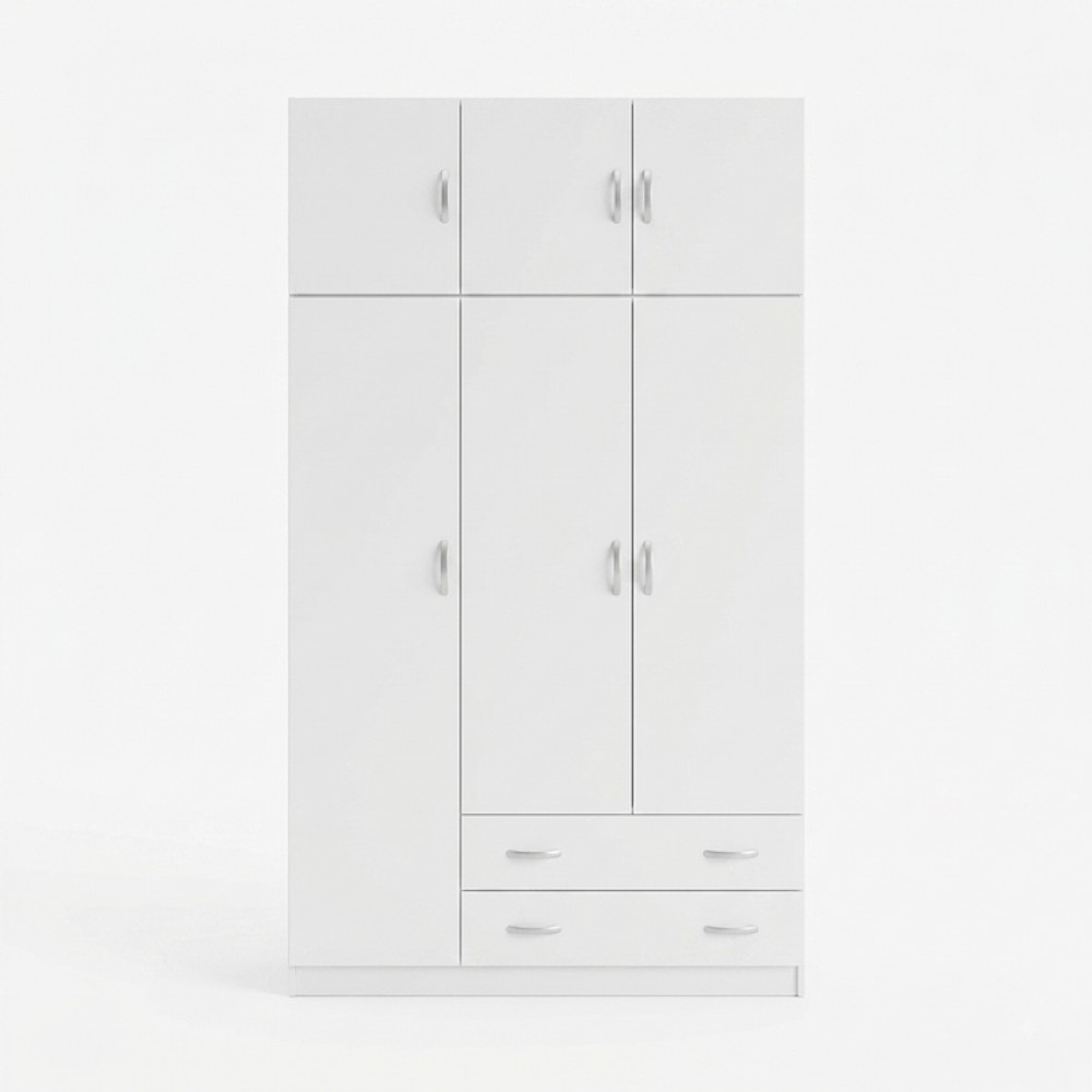 Ντουλάπα Τρίφυλλη Με Πατάρι Alvia Pakoworld Λευκό 150X51X240Εκ