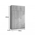 Ντουλάπα Τρίφυλλη Με Πατάρι Alvia Pakoworld Λευκό 150X51X240Εκ