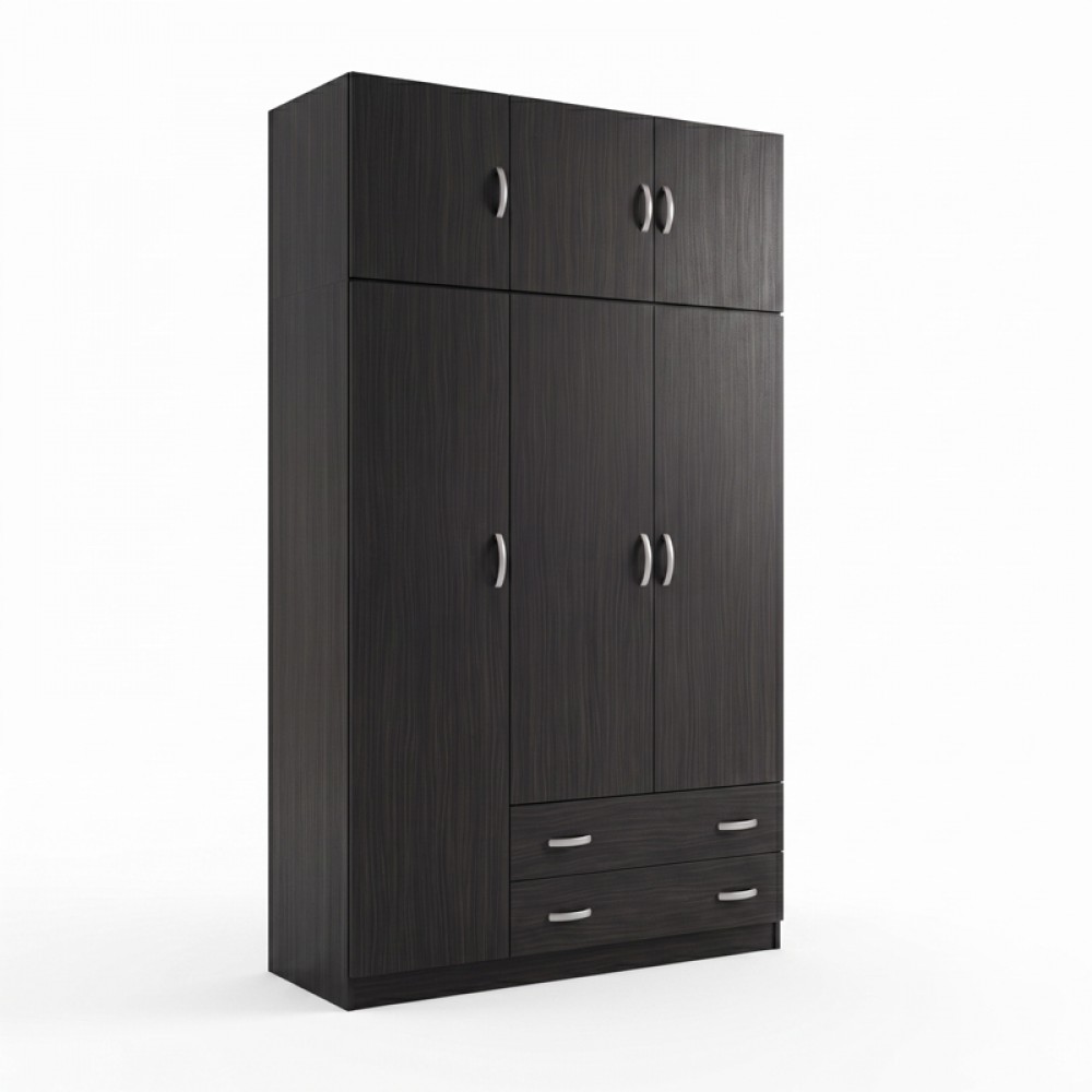 Ντουλάπα Τρίφυλλη Με Πατάρι Alvia Pakoworld Wenge 150X51X240Εκ