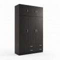 Ντουλάπα Τρίφυλλη Με Πατάρι Alvia Pakoworld Wenge 150X51X240Εκ