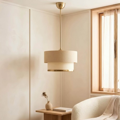 Φωτιστικό Οροφής Lembar Pakoworld Led Ε27 Μπεζ Με Χρυσό Φ30X20Εκ