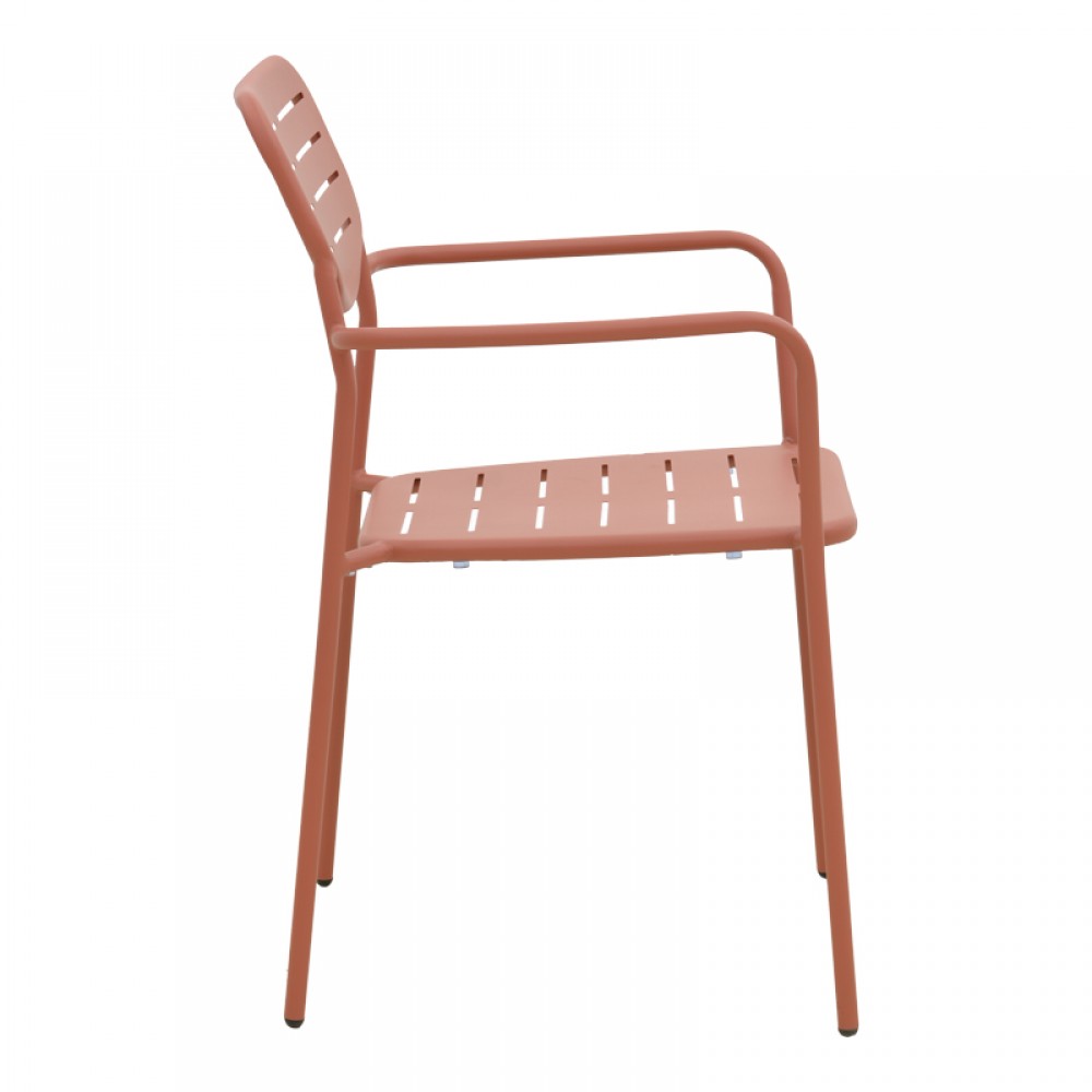 Πολυθρόνα Deraby Pakoworld Στοιβαζόμενη Terracotta Μέταλλο 56X45.5X83Εκ