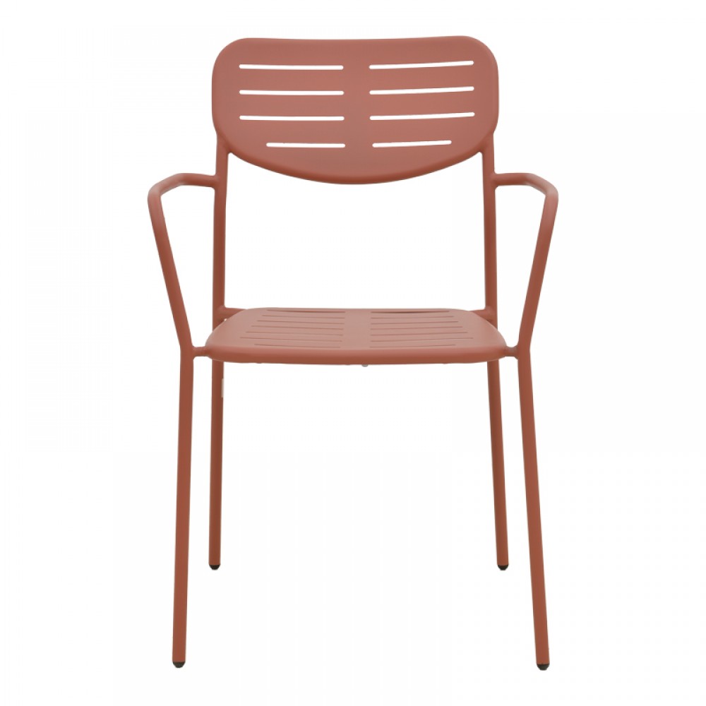 Πολυθρόνα Deraby Pakoworld Στοιβαζόμενη Terracotta Μέταλλο 56X45.5X83Εκ