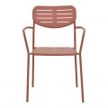 Πολυθρόνα Deraby Pakoworld Στοιβαζόμενη Terracotta Μέταλλο 56X45.5X83Εκ