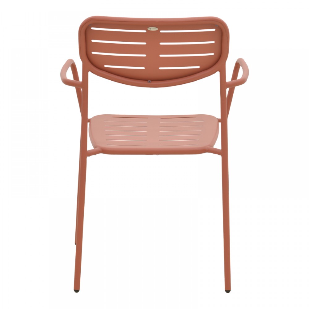 Πολυθρόνα Deraby Pakoworld Στοιβαζόμενη Terracotta Μέταλλο 56X45.5X83Εκ