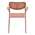 Πολυθρόνα Deraby Pakoworld Στοιβαζόμενη Terracotta Μέταλλο 56X45.5X83Εκ