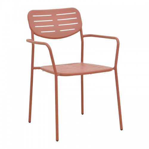 Πολυθρόνα Deraby Pakoworld Στοιβαζόμενη Terracotta Μέταλλο 56X45.5X83Εκ